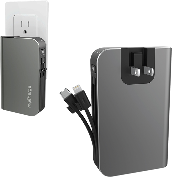 MyCharge Hub Turbo 10050mAh Portable Charger - Silver